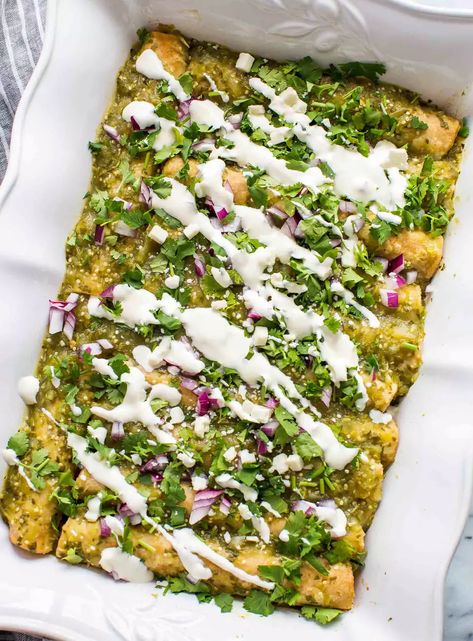 Cilantro Enchiladas, Salsa Verde Sauce, Salsa Verde Chicken Enchiladas, Chicken Enchiladas Verde, Tomatillo Salsa Verde, Verde Sauce, Enchiladas Verdes, Salsa Verde Chicken, Tomatillo Salsa