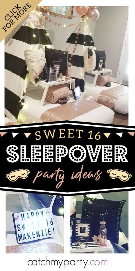 Sweet 16 Sleepover Party Ideas, Slumber Party Sweet 16, Glamping Sweet 16 Birthday Party, Sweet Sixteen Hotel Slumber Party Ideas, Sweet Sixteen Slumber Party Ideas, Sweet Sixteen Sleepover Ideas, Sweet 16 Spa Party Ideas, Sweet 16 Pajama Party Ideas, 16th Birthday Sleepover Ideas