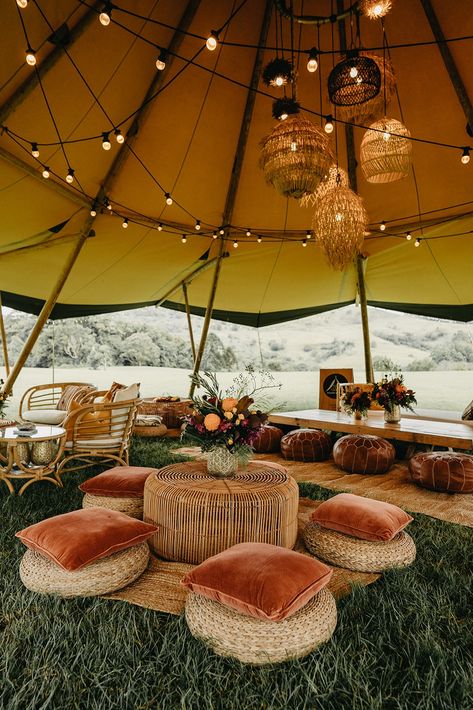 Boho brilliance @boho.sisters @angelacannavophotography @tipiluxe @elsieandoak Coachella Wedding, Tipi Wedding Decor, Glamping Wedding, Boho Garden Party, Boho Tent, Forest Theme Wedding, Camping Set Up, Boho Outdoor, Boho Garden