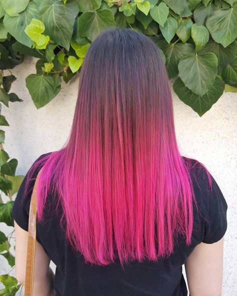 Black To Pink Ombre Ombre Hair Brunette, Dye Hair Ideas, Pink Hair Highlights, 2016 Hair Trends, Blonde Dye, Pink Ombre Hair, Dyed Hair Pastel, Pink Hair Dye, Dip Dye Hair