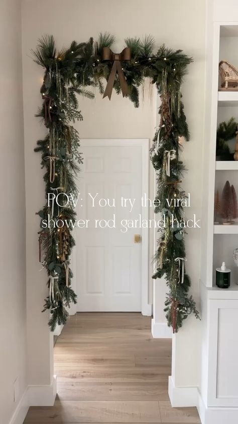 Artificial Greenery Christmas … curated on LTK Garland Christmas Diy, Christmas Diy Decor, Neutral Christmas Decor, Christmas Apartment, Shower Rods, Christmas Shower, Garland Christmas, Christmas Inspo, Minimalist Christmas