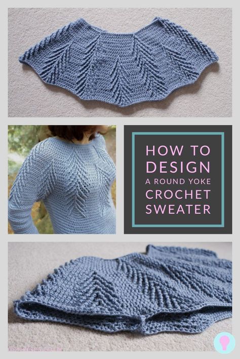 Every time I release a top-down round yoke crochet sweater or cardigan I get asked by crochet lovers how I designed it. There is no simple formula but with this post, I will walk you through the design process step by step so you can learn how to make your own crochet sweaters. Ideal for budding crochet designers or those interested in construction. It’s also suitable for knitters. #icelandicsweater #crochetdesign #roundyoke Pola Sweater, I Release, Crochet Yoke, Crochet Sweater Pattern Free, Crochet Sweaters, Stitch Crochet, Crochet Jacket, Crochet Cardigan Pattern, Sweater Crochet Pattern