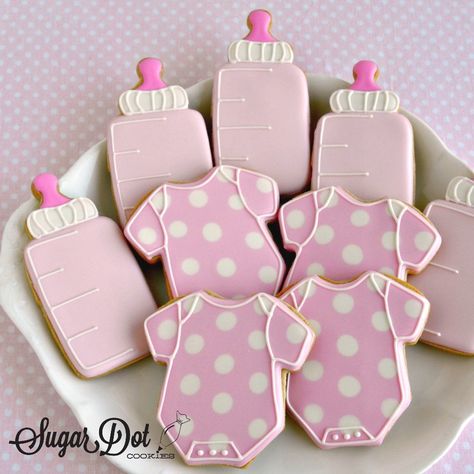 Custom Sugar Cookies decorated with Royal Icing to purchase, order, buy for kids party, baby shower in Frederick, MD, Maryland - Sugar Dot Cookies . . . Offering the best cookie decorating and baking supplies. Here to help you start or grow your cookie business! Baby Sugar Cookies Decorated, Onsie Cookies Royal Icing, Baby Royal Icing Cookies, Onesie Cookies Decorated, Simple Baby Shower Cookies, Baby Cookies Decorated, Baby Shower Royal Icing Cookies, Baby Girl Sugar Cookies, Baby Shower Cookies Decorated