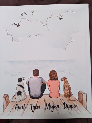 "My parents bought this for my Christmas gift and I love it!! One of my dogs is a plott hound and is very hard to find places so seeing him in a picture is wonderful! I love this picture of my doggos and my husband." - Megan S. Drawing Freedom, Dog Couple, Mom Drawing, Canvas Art Gifts, Couple Canvas, Dog Cuddles, Plott Hound, Couples Canvas, Krishna Drawing