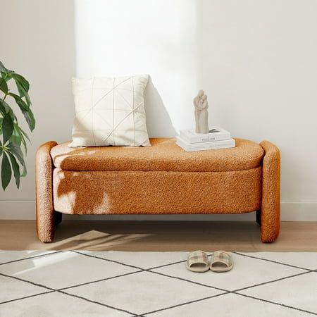 This simple design, open and close smoothly with storage space 3D lamb fleece fabric ottoman, feel soft and fluffy, skin delicate. Spend your free time with the footstool coffee table, extra window seat, bed end and sofa, while giving your porch, living room or bedroom an elegant and dignified atmosphere. I believe that this bed stool can become the perfect ornament in your home. Product Information: Main Color:Green/ Cream White/ Gray/ Orange Main Material:Polyester Product Dimensions: Assembled Length (in.):47.24 Assembled Width (in.):16.93 Assembled Height (in.):17.72 Weight (lbs.):43.34 Package Size: Length (in.):41.73 Width (in.):17.32 Height (in.):11.81 Weight (lbs.):45.76 Reminder: 1.Manual measurement has been used, there may be some reasonable error. 2.Product pictures are for ref Footstool Coffee Table, Upholstered Footstool, Fabric Bench, Storage Stool, Upholstered Storage Bench, Bedroom Bench, Fabric Ottoman, Storage Ottoman Bench, Upholstered Storage