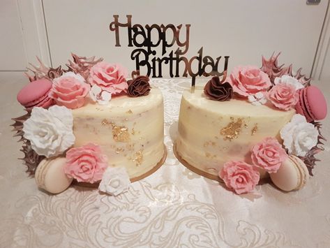 Twin cake roses and edible leaf gold Twin Birthday Cakes For Adults, Twin Cakes, Birthday Cakes For Adults, Cakes For Adults, Leaf Cake, Gold Leaf Cakes, Cake Roses, Twin Birthday Cakes, Twins Cake