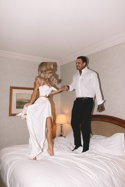 This has to be some of my favourite engagement pics! ❤️ #engagementphotoshooot #weddingphotographer Hotel Photoshoot Ideas Couple, Hotel Room Photoshoot Ideas Couple, Hotel Room Engagement Photos, Hotel Engagement Shoot, Party Engagement Photos, Hotel Engagement Photos, Black And White Engagement Photos, Engagement Pictures Beach, Hotel Photoshoot