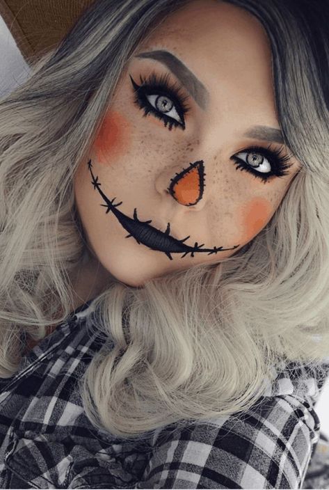 Maquillaje Halloween Infantil, Halloween Makeup Diy Easy, Halloween Pauroso, Scarecrow Halloween Makeup, Girl Halloween Makeup, Halloween Makeup Tutorial Easy, Halloween Costumes Scarecrow, Makeup Clown, Halloween Makeup Clown