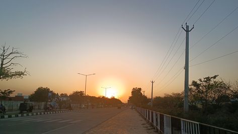 Sunset, road, highway, sun, sky Ambala Cantt, Travel