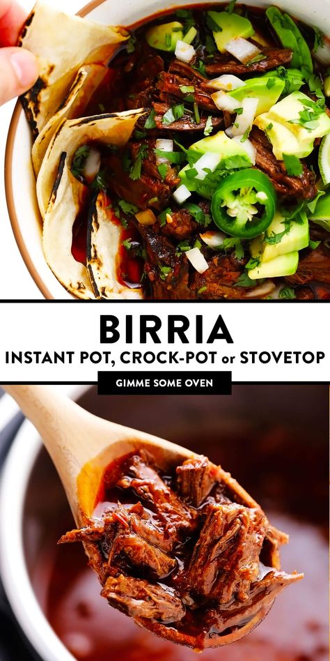 Birria Recipe Mexican, Easy Birria Recipe, Birria Quesatacos, Beef Stew Instant Pot, Mexican Beef Stew, Beef Birria Recipe, Stew Crockpot, Spicy Stew, Stew Beef