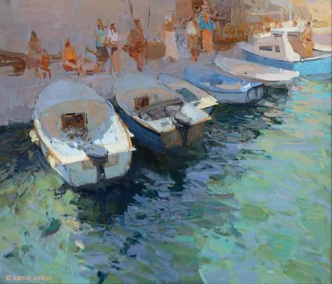 David Curtis Paintings, Water Sparkle, David Curtis, Rising Tide, Boat Art, Boat Painting, Paintings I Love, Small Boats, Water Painting