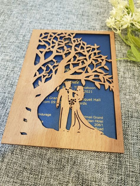 marine wedding invitation, Laser Cut , Wooden personalized invitation Lasercut Wedding Invitation, Quiver Tree, Wooden Wedding Invitations, Free Monogram Fonts, Marine Wedding, Glowforge Ideas, Wedding Memory Box, Wood Invitation, Personalized Wedding Guest Book