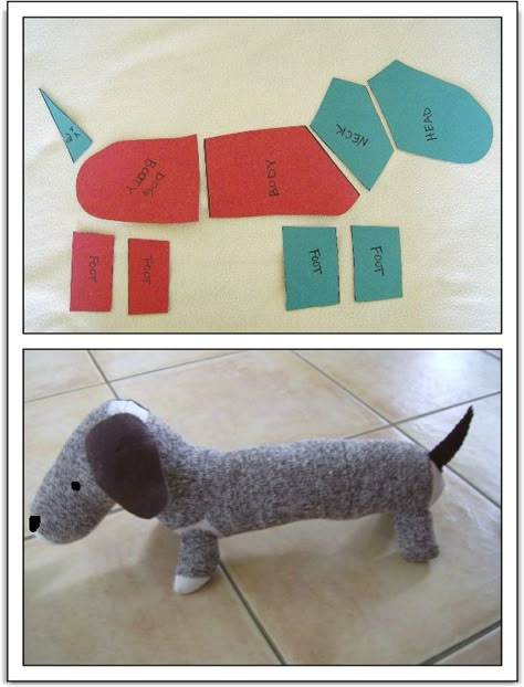 Sock Monkey-Style Dachshund -tutorial- How To Make A Sock Monkey, Sock Stuffed Animals Diy, Sock Animals Tutorial, Sock Dog, Sock Monkey Pattern, Diy Sock Toys, Monkey Style, Sock Doll, Monkey Pattern