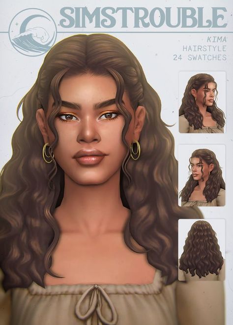 Deerytrait Sims 4 Cc, Sims 4 Cc Hair Updo, Sims 4 Curly Hair, Ts4 Hair, The Sims 4 Cabelos, The Sims 4 Pc, Pelo Sims, Free Sims 4, Skin Details