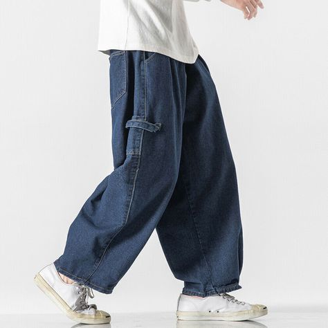 Oversized Jeans, Japanese Streetwear, Mens Pants Fashion, Baggy Pant, 가을 패션, Mode Streetwear, Mode Vintage, Casual Denim, Straight Leg Pants