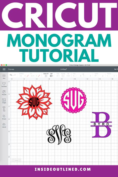 Cricut Monogram Tutorial In Design Space - InsideOutlined Diy Monogram Letters, Create Monogram, Free Monogram Fonts, Cricut Help, Cricut Monogram, Cricut Explore Projects, Diy Monogram, Business Notes, Monogram Embroidery