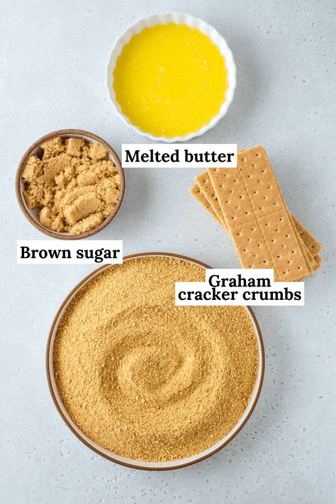 How To Make Pie Crust With Graham Crackers, Homemade Gramcracker Pie Crust, Gramcracker Pie Crust, Perfect Graham Cracker Crust, How To Make Gramcracker Crust, Graham Cracker Crust 8x8 Pan, Gram Cracker Pie Crust Recipe, No Bake Desserts With Graham Crackers, Graham Cracker Crust Cupcakes