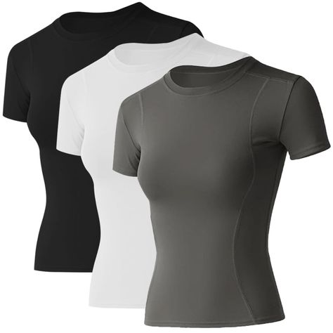 PRICES MAY VARY. 85% Polyester, 15% Spandex Imported Pull On closure Machine Wash 【NOTICE】The Workout Shirts Is Tight-fitting.if You Want To Loose Fit, Please Order One-two Larger Size Than Usual. 【FABRIC】This Workout Shirts made of professional fabric, the sweat produced during exercise is quickly dried to leave comfort to your skin.Can be worn as Compression top under the sweatshirt.The high elasticity ensure that athletic Tee top will not go up. 【INTIMATE LENGTH】The length of your clothes can Compression Top, Yoga Crop Tops, Workout Tops For Women, Women Workout, Swim Shirts, Gym Tops, Compression Shirt, Yoga Gym, Simple Shirts