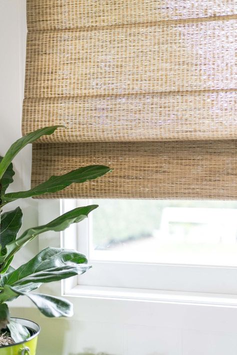 Bamboo Blinds Living Room, Rattan Blinds, Natural Blinds, Woven Blinds, Farmhouse Decor Joanna Gaines, Window Furnishings, Best Blinds, Bathroom Blinds, Living Room Blinds