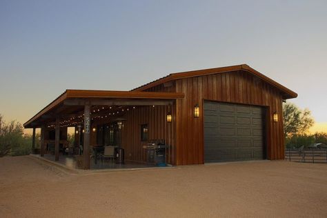 Residential Steel Buildings, Steel Garage Buildings, Metal Garage Buildings, Exterior Wall Panels, Metal Building Home, Building Home, Barn Garage, Metal Siding, Desert Dream