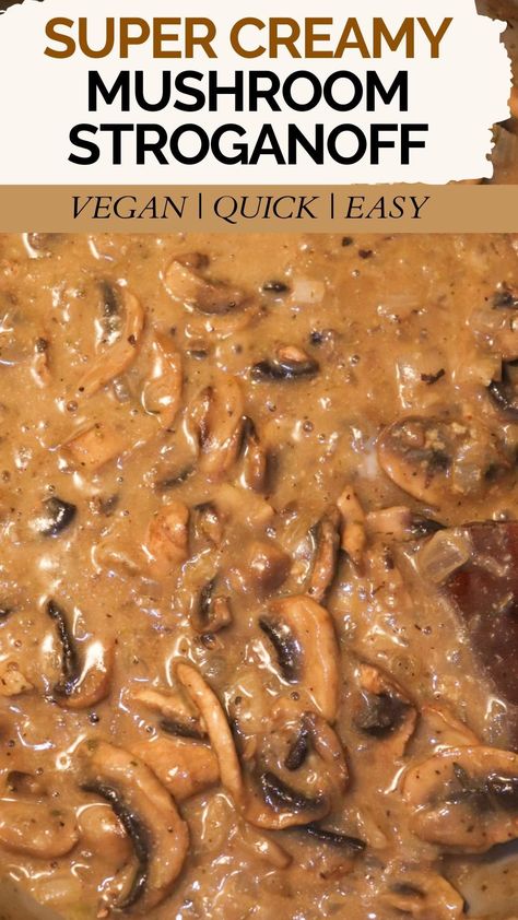 Vegan Mushroom Sauce, Vegetarian Stroganoff, Meaty Mushrooms, Vegan Stroganoff, Vegan Weeknight Meals, Mushroom Stroganoff Recipe, Vegan Mushroom Stroganoff, Easy Vegan Lunch, Vegan Beef