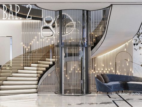 Staircase With Elevator Design, Stairs With Elevator, Staircase With Lift, Stairs And Elevator, Stair Drawer, Villa Elevator, Luxury Stairs, درج السلم, Home Elevator