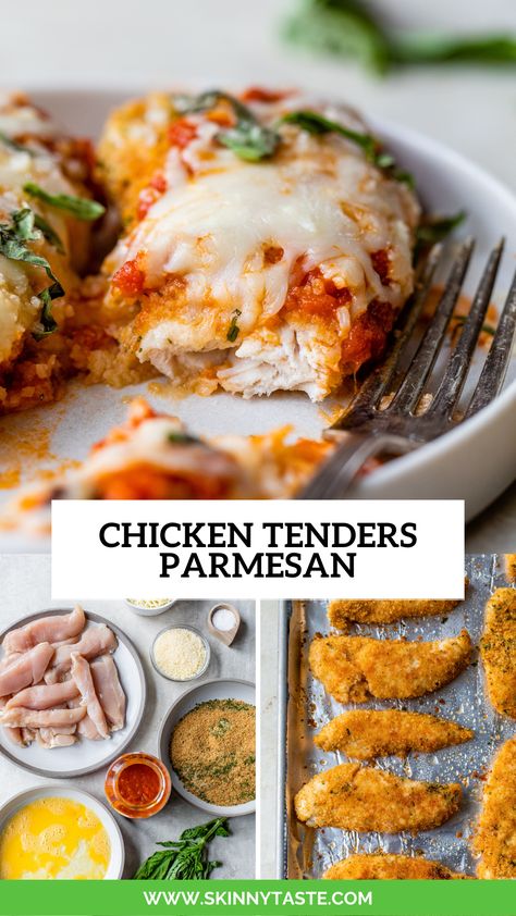 Chicken Tender Parmesan Recipe, Easy Chicken Tenderloin Recipes, Garlic Parmesan Chicken Tenders, Meal List, Parmesan Chicken Tenders, Veggie Meal, Marinara Sauce Recipe, Chicken Tenderloin, Chicken Tenderloin Recipes