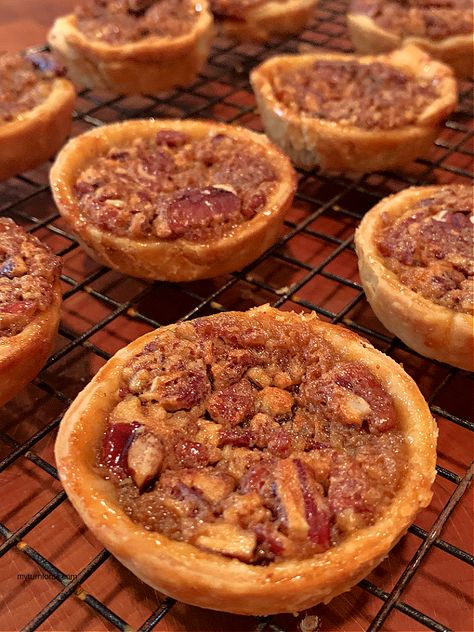 Mini Southern Pecan Pies Individual Pecan Pies Recipe, Pecan Pie In Muffin Tin, Mini Derby Pie Recipe, Keto Mini Pecan Pies, Cupcake Pan Pies, Pecan Pie Bites Pioneer Woman, Pecan Pie Mini Pies, Mini Pecan Pies In A Muffin Tin, Burbon Pecan Pie