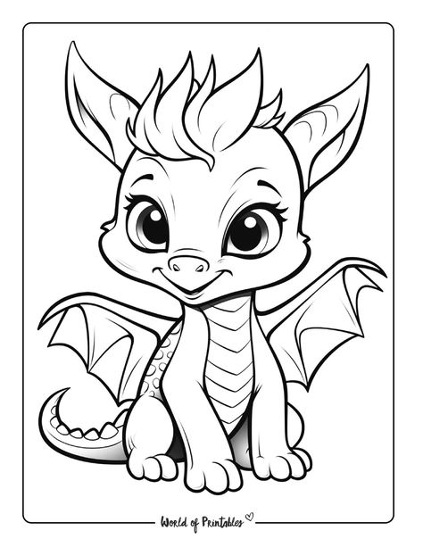 Cute Dragon Drawing Easy, Dragon Cartoon Cute, Dragon Colouring Pages, Baby Dragon Drawing, Dragon Pictures To Color, Dragon Coloring Pages Free Printable, Coloring Book Pages Printables, Coloring Pages Dragon, Baby Dragons Drawing