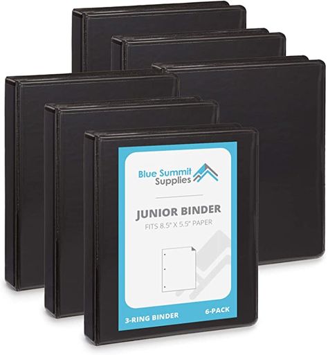 Amazon.com : Blue Summit Supplies Mini 3-Ring Binder, Junior 1 Inch Mini Binder, Small 3-Ring Binder, Small Size Fits 5 1/2 x 8 1/2 Binder Paper, Set of Small Binders Ideal for Playbills or Planner, Black, 6 Pack : Office Products Mini 3 Ring Binder, Small Binder, Binder Paper, Small Planner, Binding Supplies, Mini Binder, Notes Planner, Small Ring, Binder Design