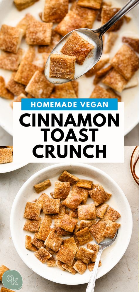 Making Cereal, Cereal Recipes Homemade, Homemade Cereal, Crunch Recipe, Cinnamon Crunch, Healthy Cereal, Crunch Cereal, Healthy Vegan Breakfast, Cinnamon Toast Crunch