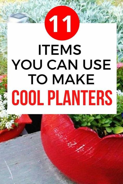 Repurposed Planter Ideas, Diy Planters Pots, Diy Planters Indoor, Repurposed Planter, Unique Flower Pots, Upcycled Planter, Big Planters, Creative Planter, Planter Diy