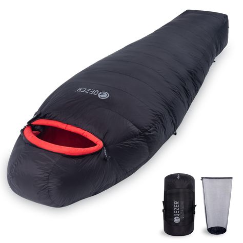 QEZER 0 Degree Sleeping Bag for Adults 660 Fill Power Down Sleeping Bag for Cold Weather -8 F / 0 F / 10 F Large Lightweight Sleeping Bag Best Sleeping Bag, Winter Sleeping Bag, Lightweight Sleeping Bag, Mummy Sleeping Bag, Down Sleeping Bag, Cold Weather Camping, Winter Comfort, Net Bag, Hiking Equipment