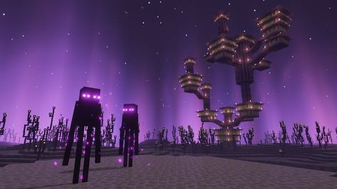 Emder Minecraft The End Minecraft Aesthetic, Minecraft End Aesthetic, Minecraft Pc Wallpaper, Enderman Aesthetic, Minecraft Youtube Banner, Nostalgia Aesthetic Wallpaper, Minecraft Shaders, Minecraft Images, Minecraft Interior Design