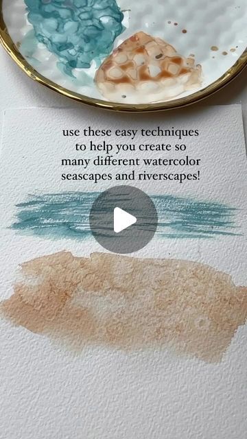 Watercolor Arist | Bree Copley on Instagram: "The fan brush easily becoming one of my favorite watercolor brushes! it creates a texture that’s so versatile in paintings! Using it with the dry brush technique leaves just enough negative space on its own for a more simplified way of creating a glistening water effect ! You can create so many different seascapes, and riverscapes!   Sea salt is also a very versatile tool for watercolor. I love using it to give sand more texture.   Are you loving these simplified watercolor techniques I am sharing? Let me know!  Be sure to like and save this video ! 🫶🏼   #watercolorart #seascapepainting #tutorial #watercolorsea #paintinglesson #creativeprocess #arttutorial #learnwatercolor #paintingtechniques #stepbystepart #watercolorinspiration" Watercolor Waves Tutorial, Watercolor Art Sea, Watercolor Ar, Salt Watercolor, Glistening Water, Waves Tutorial, Color Lessons, Dry Brush Technique, Watercolor Wave