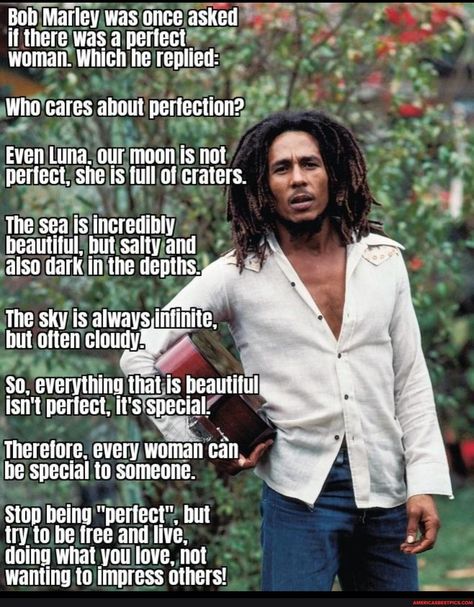 Bob Marley Love Quotes, Bob Marley Tattoo, Bob Marley Lyrics, Bob Marley Songs, Marley Family, Marley Quotes, Bob Marley Quotes, Being Perfect, Good Sentences