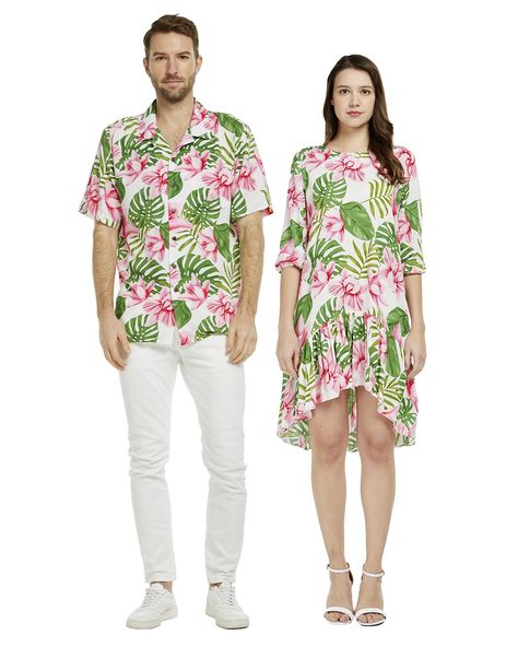 Mens Shirt Details, Luau Shirts, Athletic Wear Womens, Couple Matching Outfits, Dress Rayon, Elastic Top, Girl And Boy, Women Long Sleeve Dress, Shirt Detail