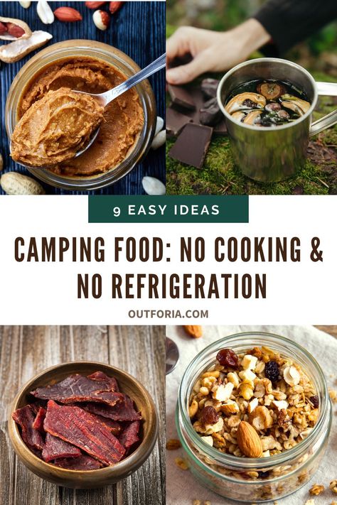 List of the best camping meal no cooking and no refrigeration. Easy food snacks to bring while camping with kids or with friends. These camping food ideas will take your stress away as these are no-cook and do not require a fridge. #campingmeals #nocookfood #nofridge #campingfood No Bake Camping Food, Camping Food No Fire, Camping Meals That Dont Need Refrigeration, Non Cooking Camping Meals, Backpacking Food No Cook, Easy No Cook Camping Meals, No Refrigerator Camping Meals, Camping Meals No Fire, Camping Food No Refrigeration