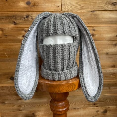 Crochet bunny balaclava pattern, easy crochet pattern, bunny balaclava, balaclava, diy balaclava Crochet Bunny Baklava Hat, Bunny Crochet Hat Pattern, Crochet Bunny Mask, Crochet Bunny Ear Beanie Free Pattern, Crochet Bunny Hat Tutorial, Crochet Ski Mask With Ears, Crochet Bunny Balaclava Pattern, Bunny Baclava Hat Crochet, Baklava Crochet Pattern