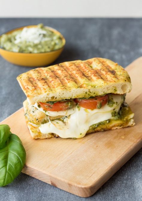 Chicken Caprese Focaccia Panini Focaccia Panini, Caprese Panini, Buffalo Chicken Grilled Cheese, Wings Food, Chicken Caprese, Grilled Ham And Cheese, Panini Recipes, Classic Grilled Cheese, Chicken Grilled