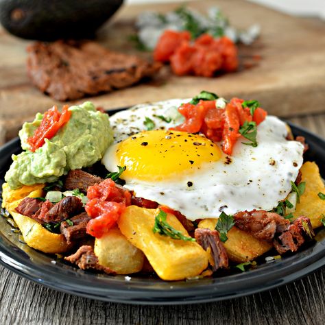 Carne Asada Breakfast Fries #allrecipesfaceless #allrecipesallstars #myallrecipes @allrecipes @HuntsDicedTomatoes #carneasada #breakfast #fries #eggs #huntsdicedtomato Breakfast Fries, Feta Breakfast, Frozen Steak, Baked Steak, Fried Breakfast, Cheese Burger, Fries Recipe, Swiss Chard, Breakfast Bake