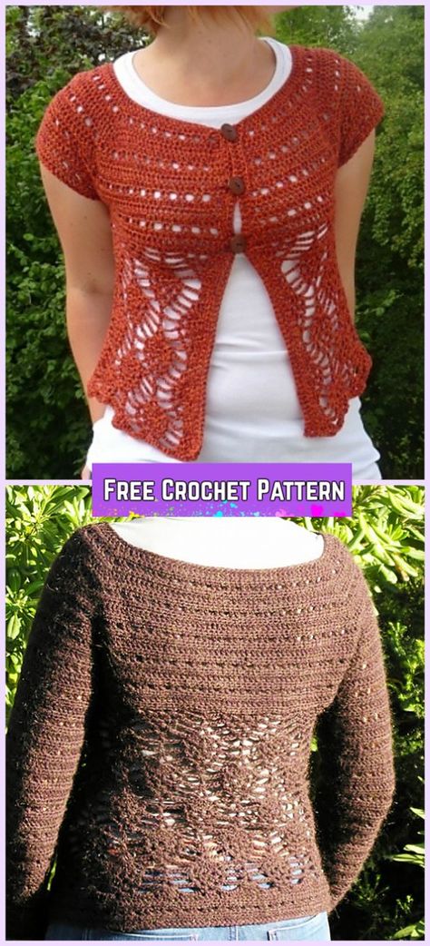 Crochet Ariane Cardigan Free Pattern for Women Short Sleeves Pattern, Crochet Shrugs, Cardigan Free Pattern, Crochet Patterns Free Women, Crochet Bolero Pattern, Cardigan Summer, Crochet Bodycon Dresses, Skirt Pattern Free, Crochet Shrug Pattern