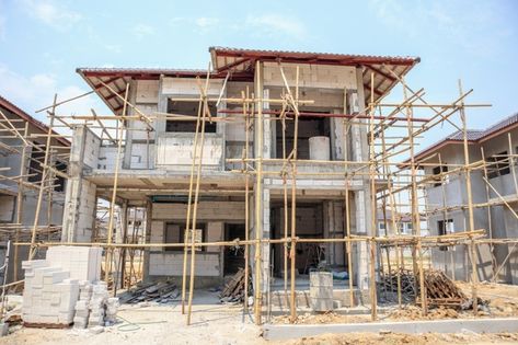 Autoclaved Aerated Concrete, Circular Stairs, Construction Images, House Under Construction, Building Site, Kota Tangerang, Real Estat, House Design Pictures, White Building