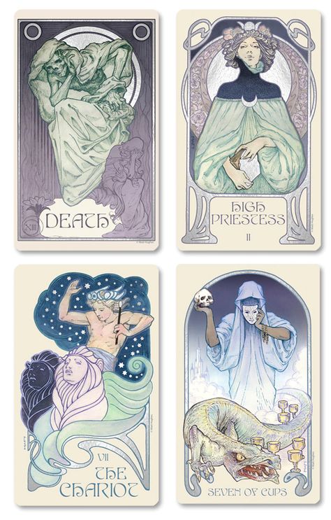 The LUNA Tarot Deck by Ethereal Visions Publishing — Kickstarter Art Nouveau Tarot Cards, Art Deco Tarot Cards, Ethereal Visions Tarot, Silver Leafing, Tarot Decks Art, Tarot Aesthetic, Animal Tarot, Wands Tarot, Tarot Art