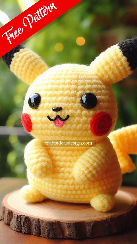 Pikachu Amigurumi - Free Pattern - Crafts Ideas Evee Pokemon Free Crochet Pattern, Pokemon Crochet Patterns Free Blanket, Crochet Amigurumi Characters, Crochet Pokeball Pattern Free, Pokeball Crochet Pattern Free, Yellow Yarn Crochet Projects, Pikachu Amigurumi Free Pattern, Marvel Crochet Patterns Free, Crochet Patterns Amigurumi Free