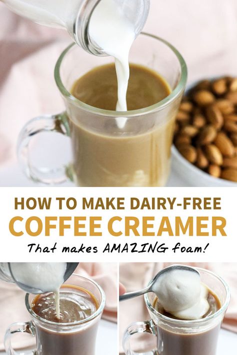 Almond Milk Coffee Creamer, Homemade Coffee Creamer Recipe, Vegan Coffee Creamer, Healthy Coffee Creamer, Diy Coffee Creamer, Dairy Free Coffee Creamer, Vegan Creamer, Non Dairy Coffee Creamer, Dairy Free Creamer