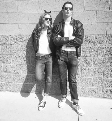 Greaser inspired outfits 1950s Fashion Greaser, 50s Greaser Girl, Greaser Girl Outfit, Greaser Costume, Greaser Guys, Sock Hop Outfits, Sock Hop Costumes, Greaser Outfit, Decades Day