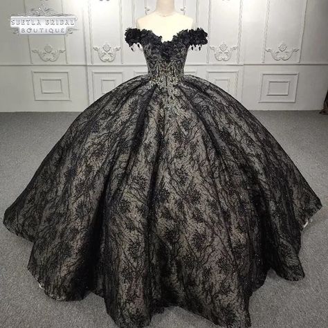 Black Lace Wedding Dress Black Beaded Ball Gown off the - Etsy UK Black Ball Gown Dress, Gothic Fairytale, Quinceanera Dresses Black, Quinceanera Dresses Red, Champagne Quinceanera Dresses, White Quinceanera Dresses, Purple Quinceanera Dresses, Black Quinceanera Dresses, Quinceanera Dresses Gold