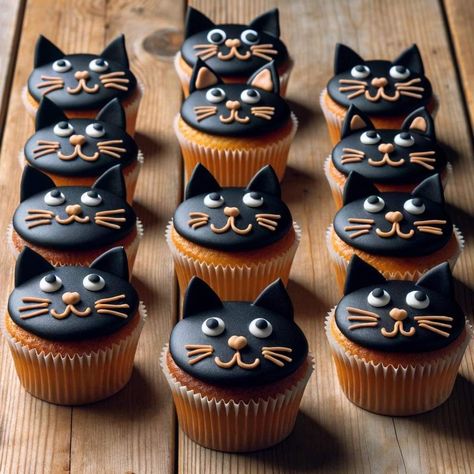 Cat Cakes For Kids, Kitten Cupcakes, Cat Cakes Birthday, Fun Cake Ideas, Black Cat Cupcakes, Cat Cakes, Passion For Baking, Cat Cupcakes, Cupcakes Decorados