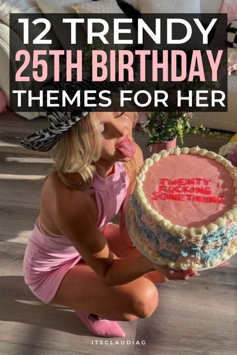 I’m definitely saving these 25th birthday themes! These are super original and unique. If you’re looking for unique 25th birthday themes for her this is for you. 29 Birthday Themes For Her, 25th Birthday Themes For Her, 25th Birthday Themes, Birthday Cake Ideas For Adults Women, 25th Birthday Ideas For Her, 27 Birthday Ideas, Unique Birthday Party Themes, 28th Birthday Ideas, Adult Birthday Party Themes